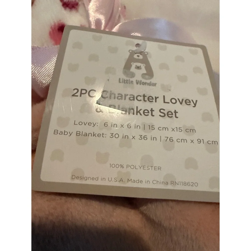 New Little Wonder Bear Baby Blanket Gift Set Girl 30x36 Floral Soft Lovey